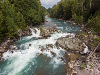 Stream flowing through rocks in forest