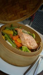 High angle view of vegetables in basket