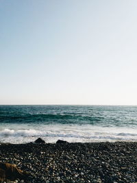 Scenic view of sea against clear sky