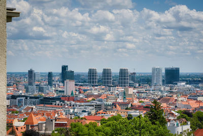 High angle view of townscape against sky