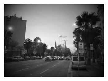 Traffic on road in city