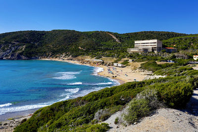 Scenic view of sea against clear sky