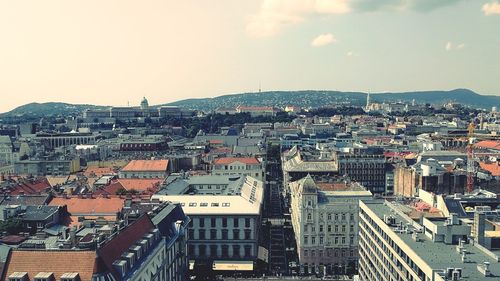 High angle view of townscape against sky