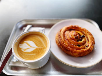 High angle view of coffee on table