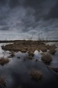 Scenic view of lake against sky