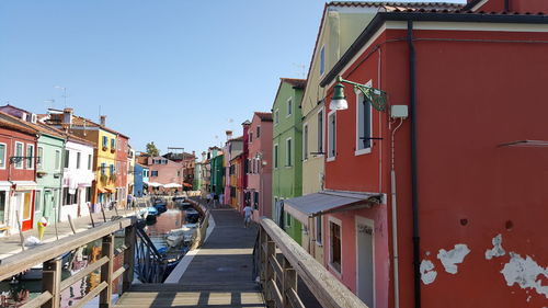 Panoramic view of buildings in city against clear sky