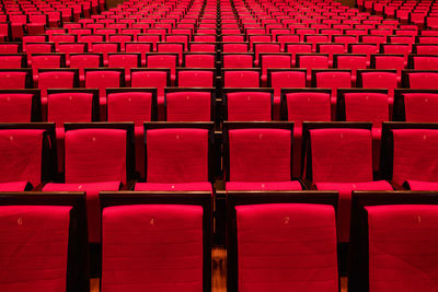 Full frame shot of empty chairs at auditorium