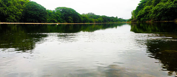 Scenic view of lake against clear sky