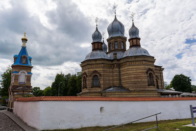 Low angle view of temple building against sky