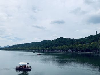 Scenic view of lake against sky