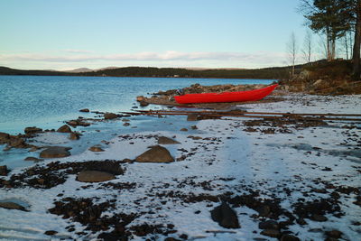 Scenic view of lake against sky