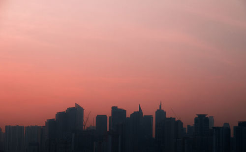 View of city at sunset