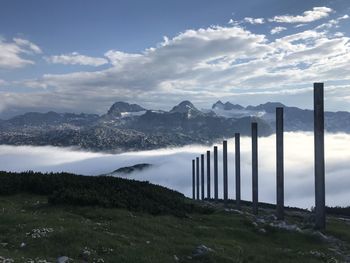 Scenic view of mountains against sky