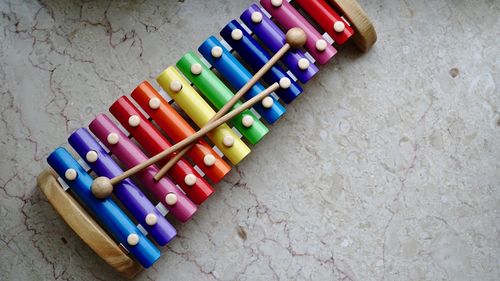 Close-up of multi colored xylophone