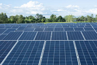 Low angle view of solar panel against sky