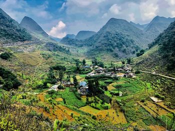 High angle view of landscape against sky