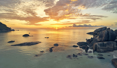 Scenic view of sea against sky during sunset