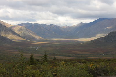 Scenic view of mountains against sky