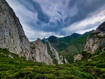 Scenic view of mountains against sky