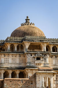 Low angle view of historic building against clear sky