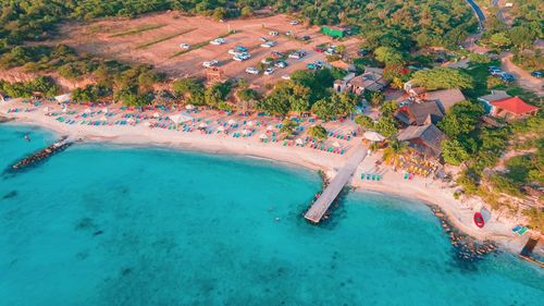 High angle view of beach in curacao