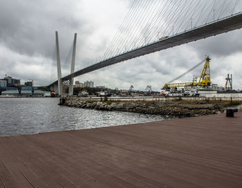 Bridge over river against sky