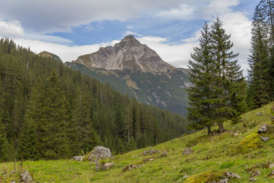 Scenic view of mountains against sky