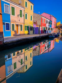 Reflection of buildings in city