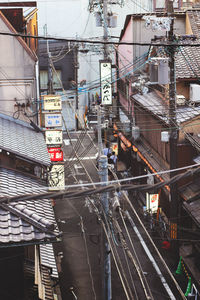 Railroad tracks in city