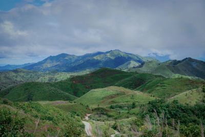 Scenic view of mountains against sky