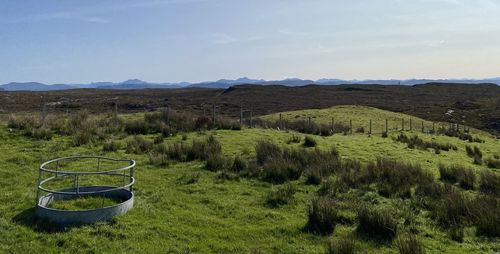 Scenic view of land against sky