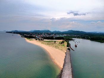 Scenic view of sea against cloudy sky