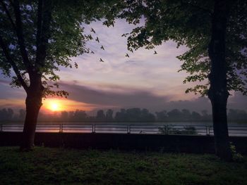 Scenic view of landscape at sunset