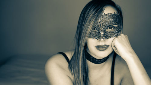 Portrait of woman wearing mask