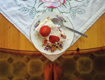 Close-up high angle view of food on table