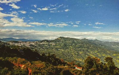 Scenic view of mountains against sky