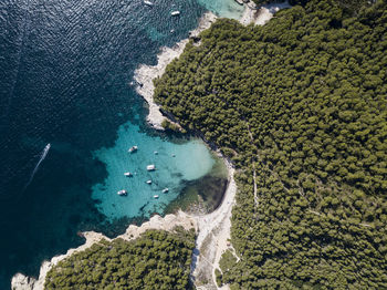High angle view of surf on beach