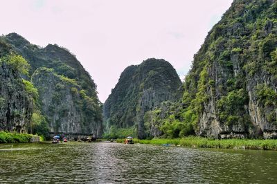 Scenic view of river amidst trees against sky