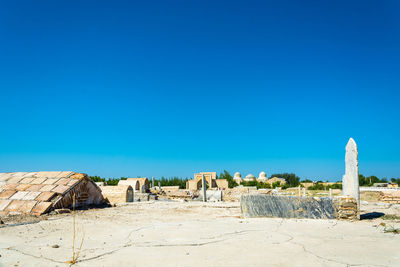 Old ruins against clear blue sky