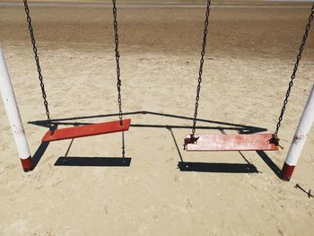 High angle view of empty swing in park