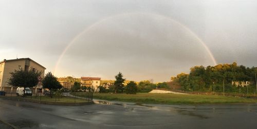 Scenic view of rainbow against sky