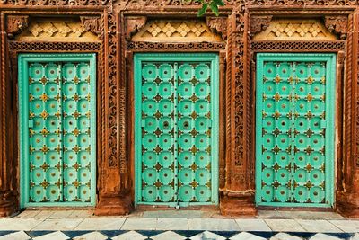 Closed door of building