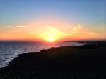 Scenic view of sea at sunset