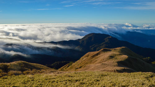 Scenic view of mountains against sky