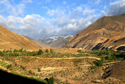 Scenic view of mountains against sky