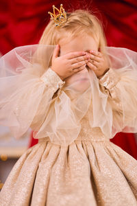 Portrait of woman wearing wedding dress