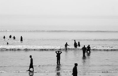 View of sea with trees in background