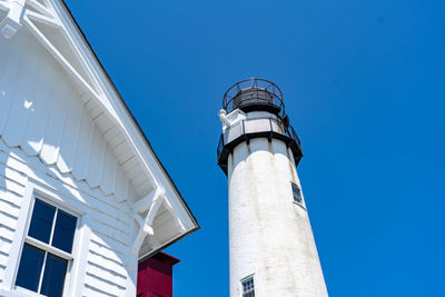 Low angle view of lighthouse against clear sky