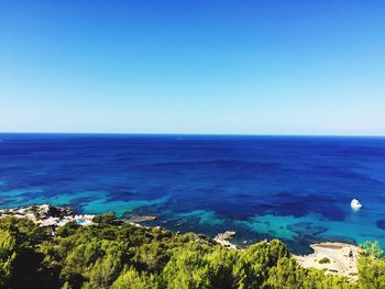 Scenic view of calm sea against clear sky