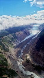 Aerial view of mountain range